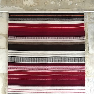 Vintage Scandinavian Rana Rug: Handwoven Striped Wool Wall Hanging