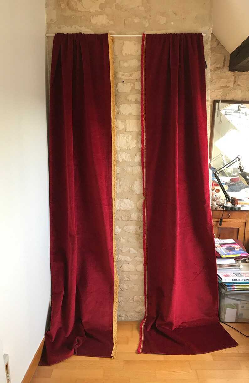 French Vintage Curtains Draperies Panel Curtains Dark Etsy
