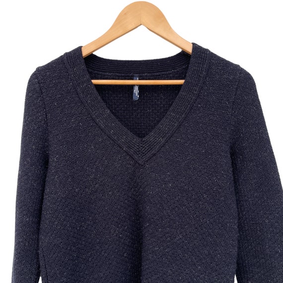 Saint James, Vintage Saint James Wool Sweater: French Blue V-Neck Jumper