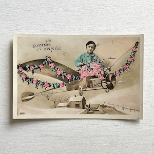 CARTE POSTALE FRANÇAISE ANTIQUE / Photographie vintage / Teinté coloré / Manuscrit / Années 1900 / Original / Shabby chic / Éphémère / Journal de pacotille
