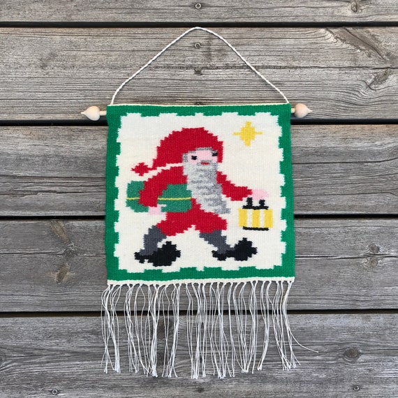 SWEDISH CHRISTMAS TAPESTRY / Woven / Wall Hanging / Hand Made 