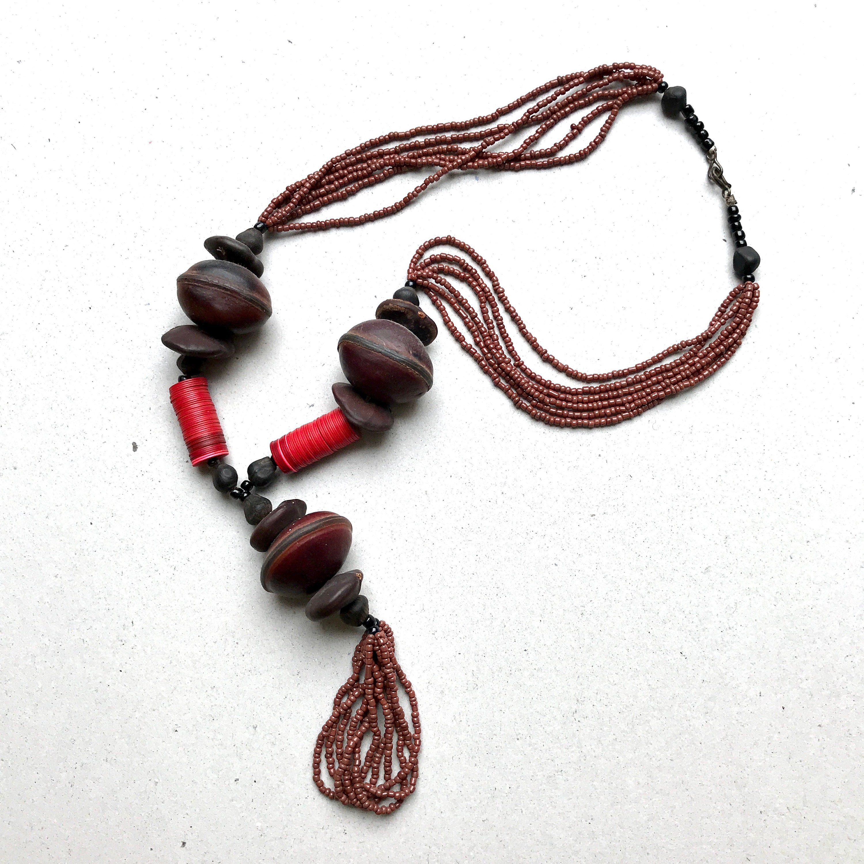 Collier Ancien Ethnique D'Afrique Du Nord - Grosses Perles Ambre, état Très Bon, Pièce Rare