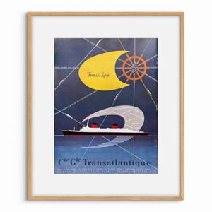 ORIGINAL FRANZÖSISCHE ANZEIGE / Vintage Zeitschriftenseite / Sammlerstück / Mid Century / Wanddekor / Wandkunst / altes Papier / französisches Linienboot