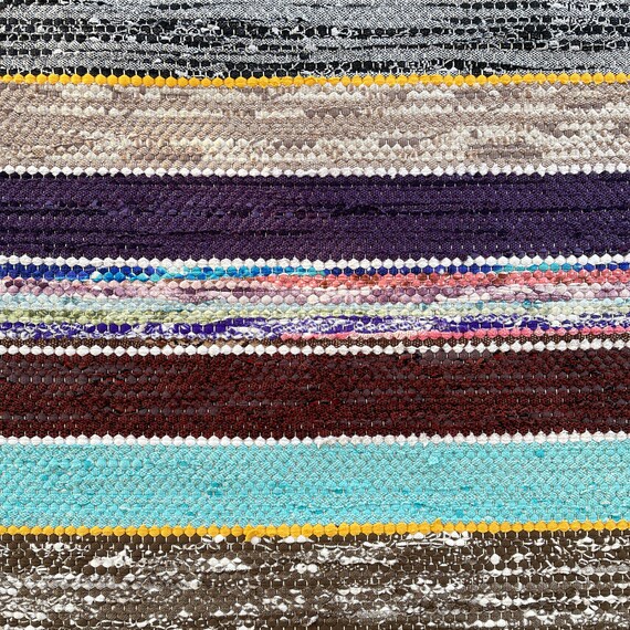 ZOVSON ヴィンテージ ストライプ ランドリー フロアランナー ラグ 農家 洗面所 マット バスルームラグ 浴室 浴槽 ヴィンテージスウェーデンラグラグ：手織りのストライプ柄フロア