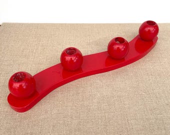 SWEDISH CANDLE HOLDER / Red / Christmas decor / Rustic / Four candles / Solid wood / Scandinavian design / Advent