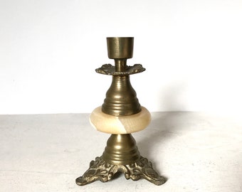 ITALIAN CANDLE HOLDER / Brass / Candelstick / Candleholder / Italian vintage / Rustic home decor / Decorative / Marble / Candle stick