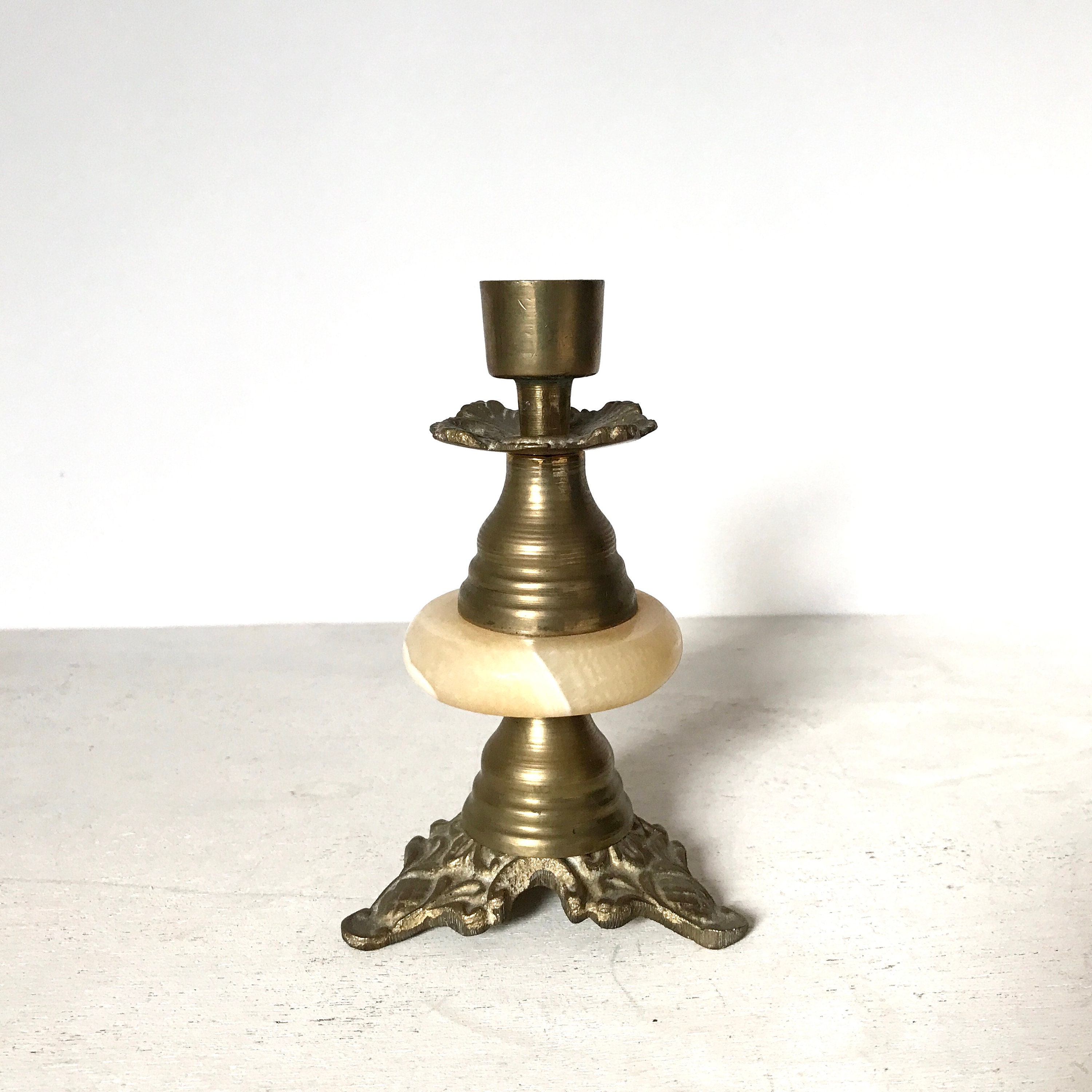 Italian Candle Holder/Brass Candelstick Candleholder Italian Vintage Rustic Home Décor Décoratif Mar