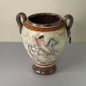 GREEK VINTAGE VASE / Terracotta / Reproduction / Ceramic pottery / Attic vase / Urn / Handmade / Replica / Handpainted / Greek mythology