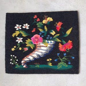 Vintage Swedish Wool Tapestry: 60s Floral Wall Hanging