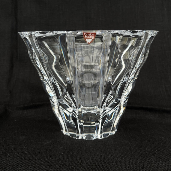Orrefors Crystal Bowl: Vintage Swedish Glass Vase, Olle Alberius