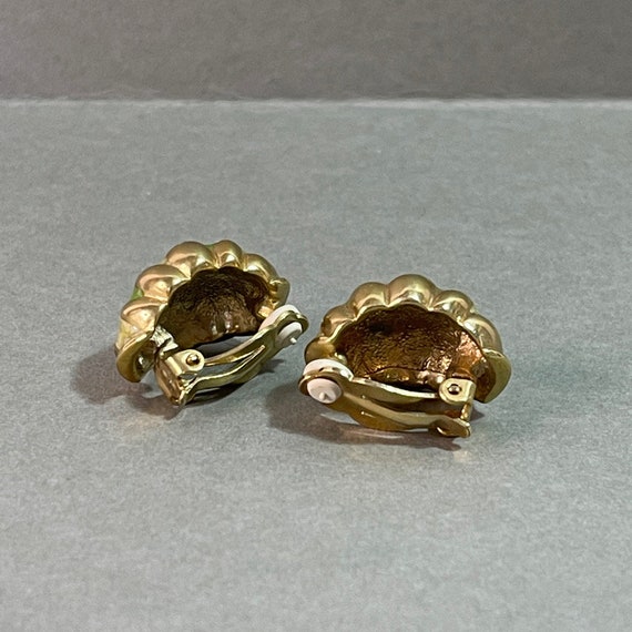 FRENCH VINTAGE EARRINGS / Clip on back / Gold ton… - image 5