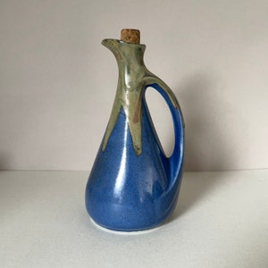 VINTAGE DENBAC JUG / French / Art deco / Art nouveau / Sandstone Ceramic Pottery / Glaze / Collectible / Pitcher Blue Beige / Made in France
