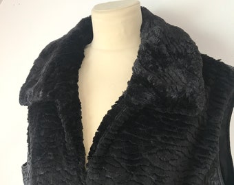 CHALECO GERRY WEBER / Chaleco de invierno vintage / Chaleco de esquí / Abrigo / Negro / Estilo de lujo / Ropa de diseñador / Sin mangas / Piel sintética / Cálido