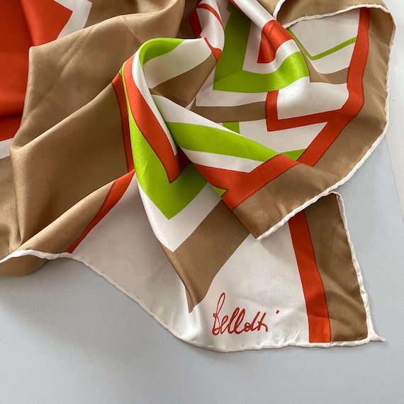 Bellotti Vintage Silk Scarf: Mid-Century Geometric Italian Designer Accessory