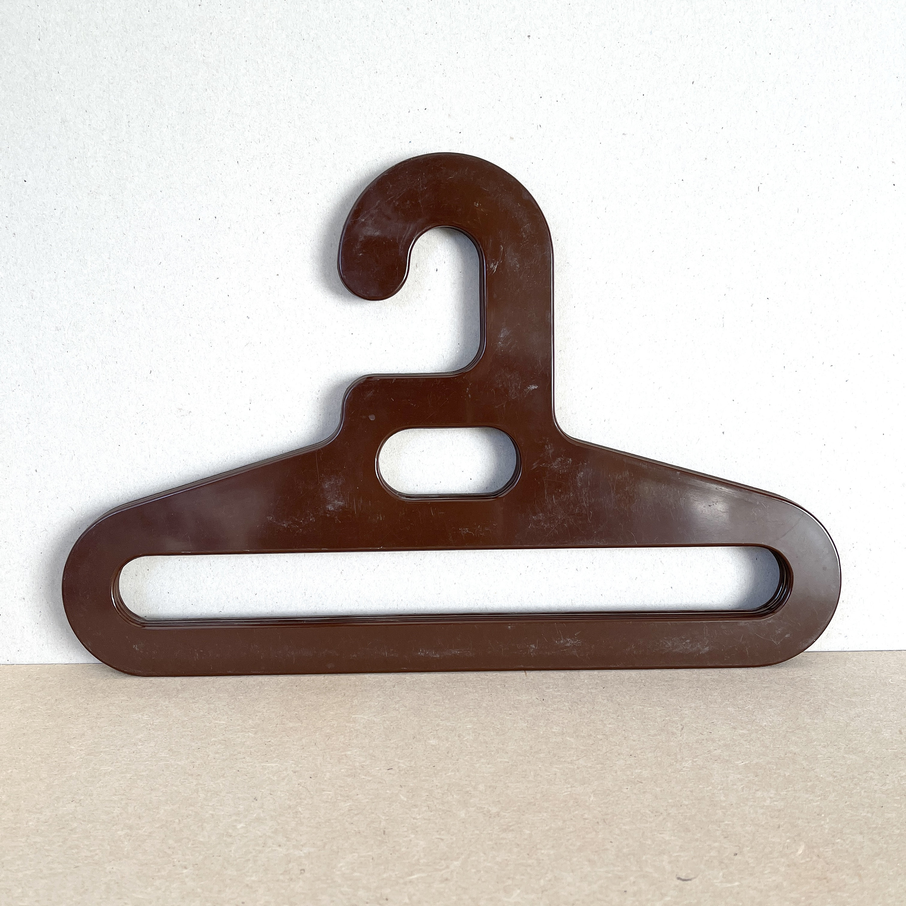 Vintage 70s Brown Plastic Clothes Hanger: Retro Space Age Decor
