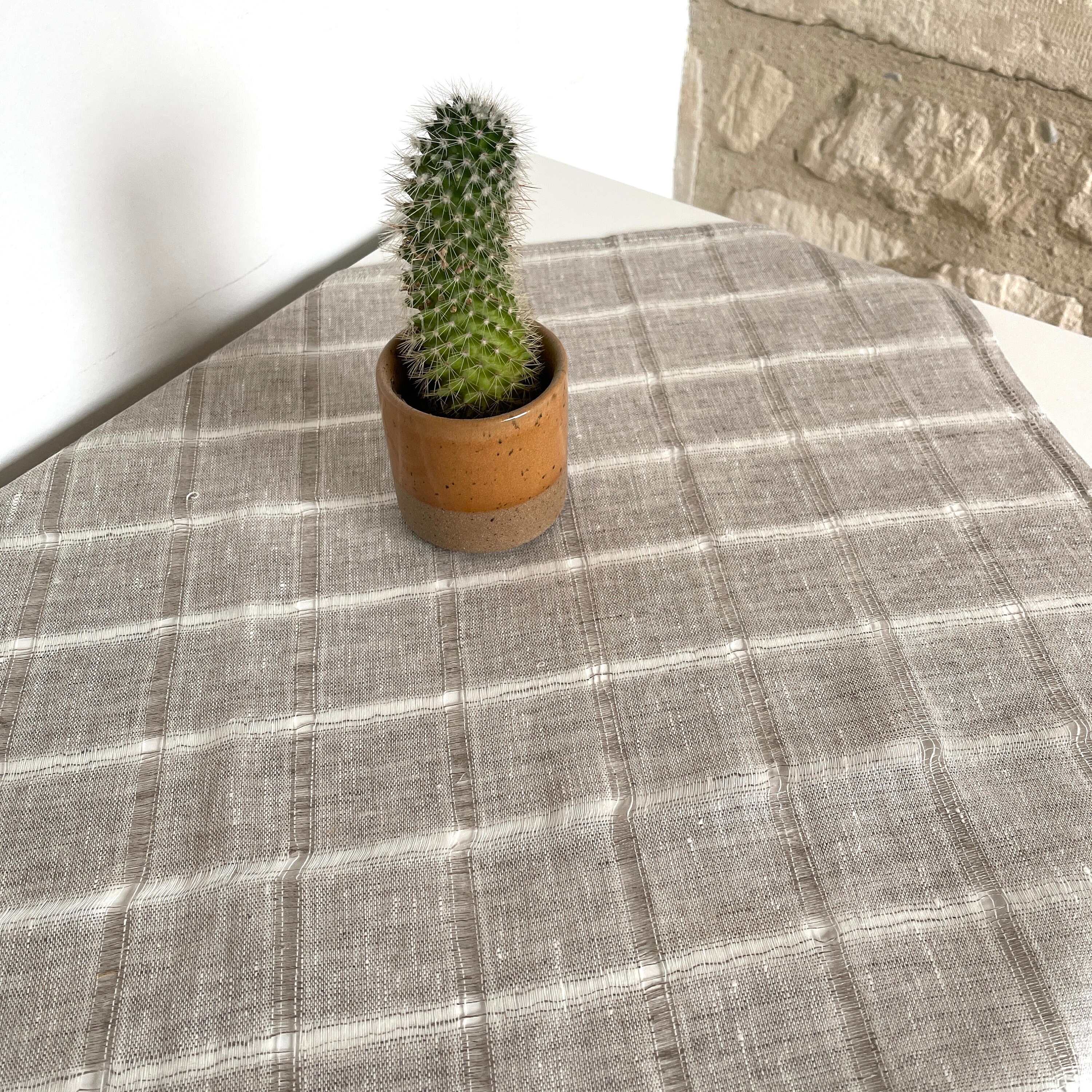 Vintage Swedish Linen Tablecloth, Checkered Scandinavian