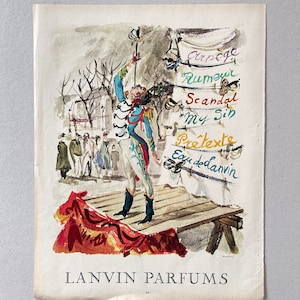 ANUNCIO ORIGINAL DE LANVIN / Página de revista vintage / Coleccionable / Medio siglo / Decoración de pared / Arte de pared / Papel antiguo / Afiche publicitario / Anuncio de perfume francés
