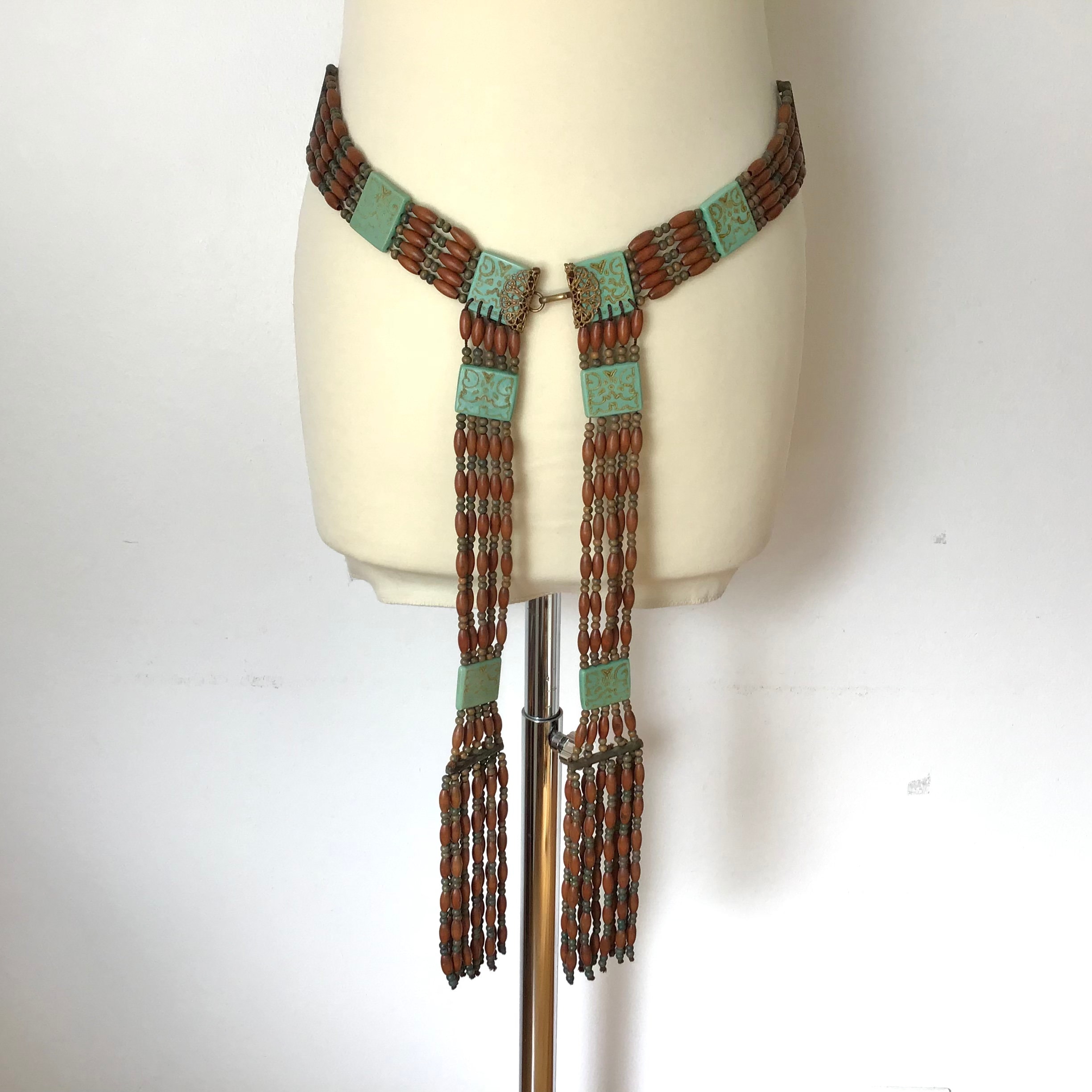 VINTAGE EGYPTIAN BELT / Costume belt / Brown Turquoise / Etsy