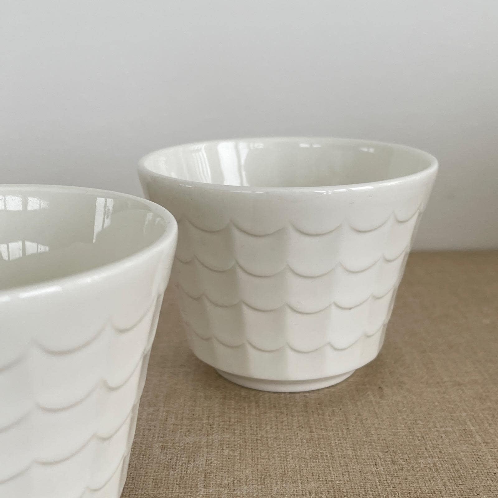 Vintage Gustavsberg Swedish Planter Set: White Ceramic Indoor