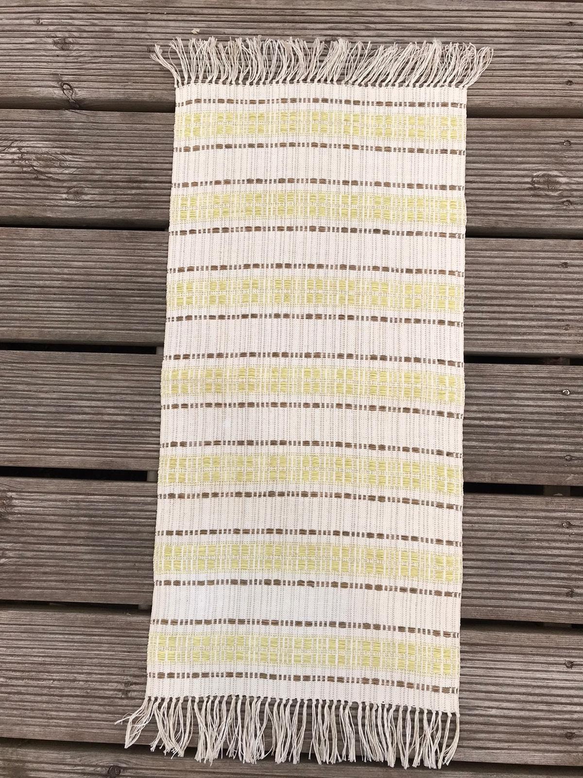 Swedish Woven Tablerunner/Tissu en Lin Linge Vintage Design Scandinave Suédois Stripes Rustique Cott