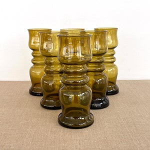 SCHWEDISCHES 60s GLAS / Trinkglas / 6er Set / braun bernsteinfarben / Mid Century / Retro Glas / Design Bengt Edenfalk