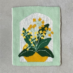 Vintage Swedish Tapestry: Handwoven Wool Wall Hanging, Floral Design