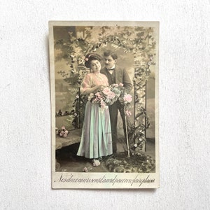 ANTIEKE FRANSE ANSICHTKAART / Vintage fotografie / Gekleurd getint / Handgeschreven / jaren 1900 / Origineel / Shabby chic / Ephemera / Junk journal