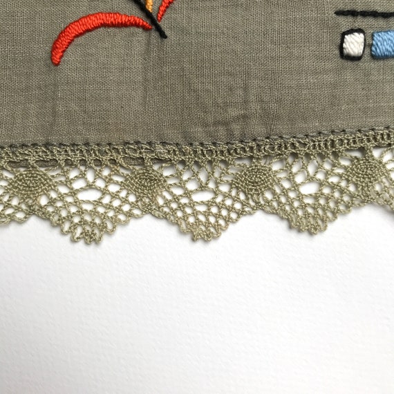 ヴィンテージフレンチテーブルクロス：ハンドメイド刺繍レース