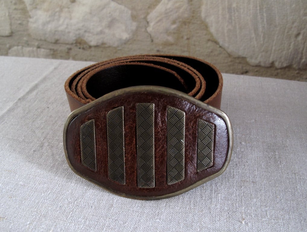 CEINTURE CHEVIGNON VINTAGE cuir ceinture boucle marron Retro