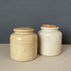 FRENCH MUSTARD POTS / Set of 2 / French vintage / Stoneware jar / Retro / Dijon / Rustic / Moutarde Bocquet Yvetot / Lab lagny / Collectible