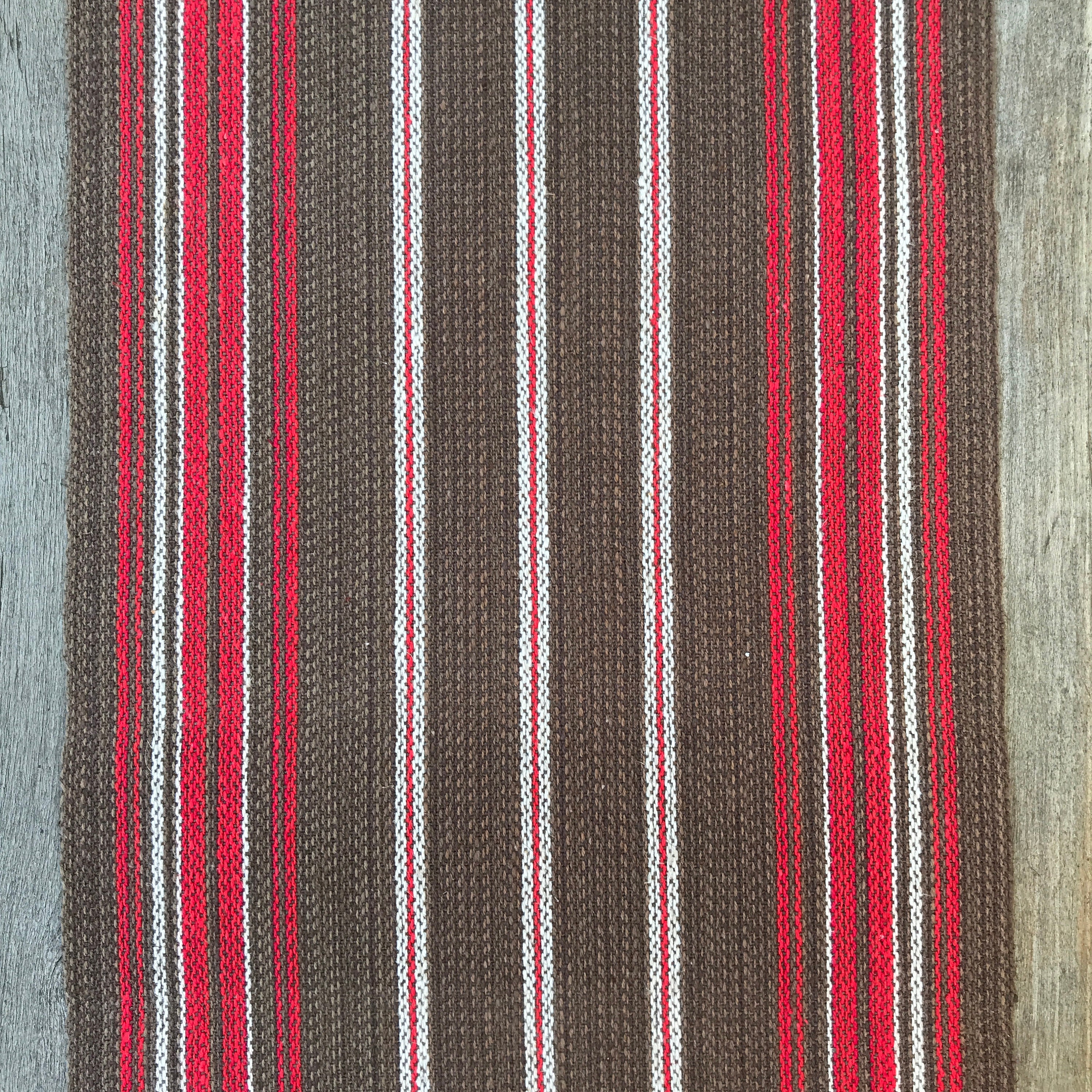 Swedish Woven Tablerunner/Vintage Scandinave Textile Lin Brown Red Rustic Cottage Style Christmas Cl