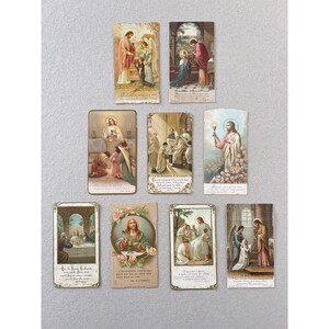 CARTES RELIGIEUSES FRANÇAISES / Lot de 9 / Cartes de communion souvenirs vintage / Catholique / Marque-pages / Saint / Journal indésirable / Ephémères / Couleur