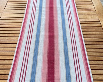 Vintage Swedish Linen Tablerunner: Handwoven Striped Cottage Decor