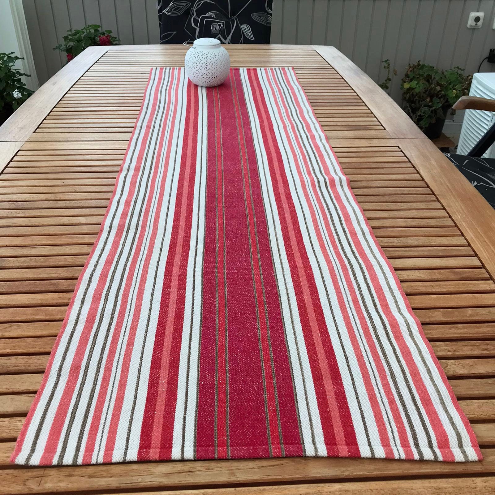 Suédois Tissé Tablerunner/Topper en Lin Vintage Design Scandinave Rayures Rustique Cottage Country T