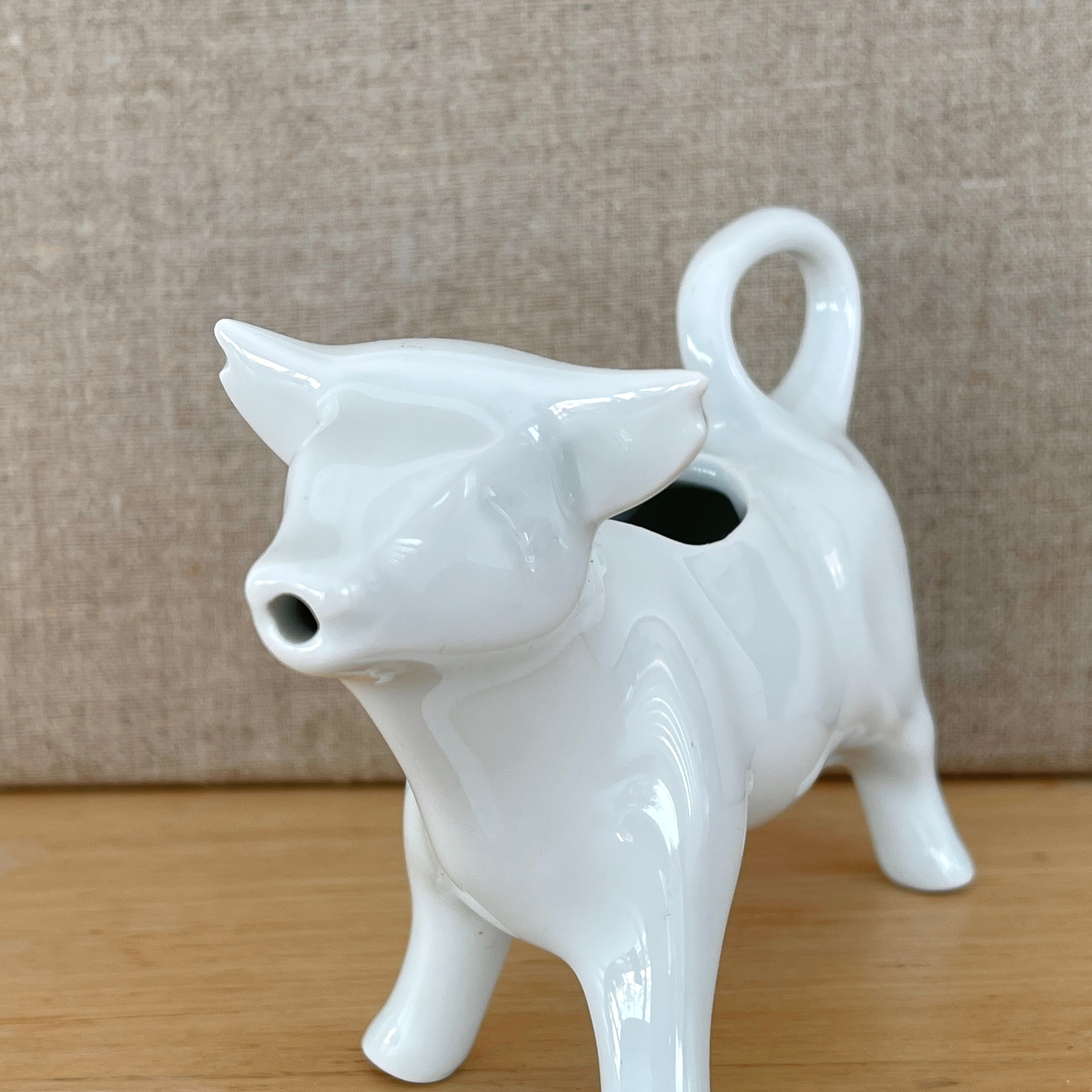 Pot à Lait Verseuse Ancien En Porcelaine - Forme Vache - Marque Pilluvuyt (Cher) - Occasion