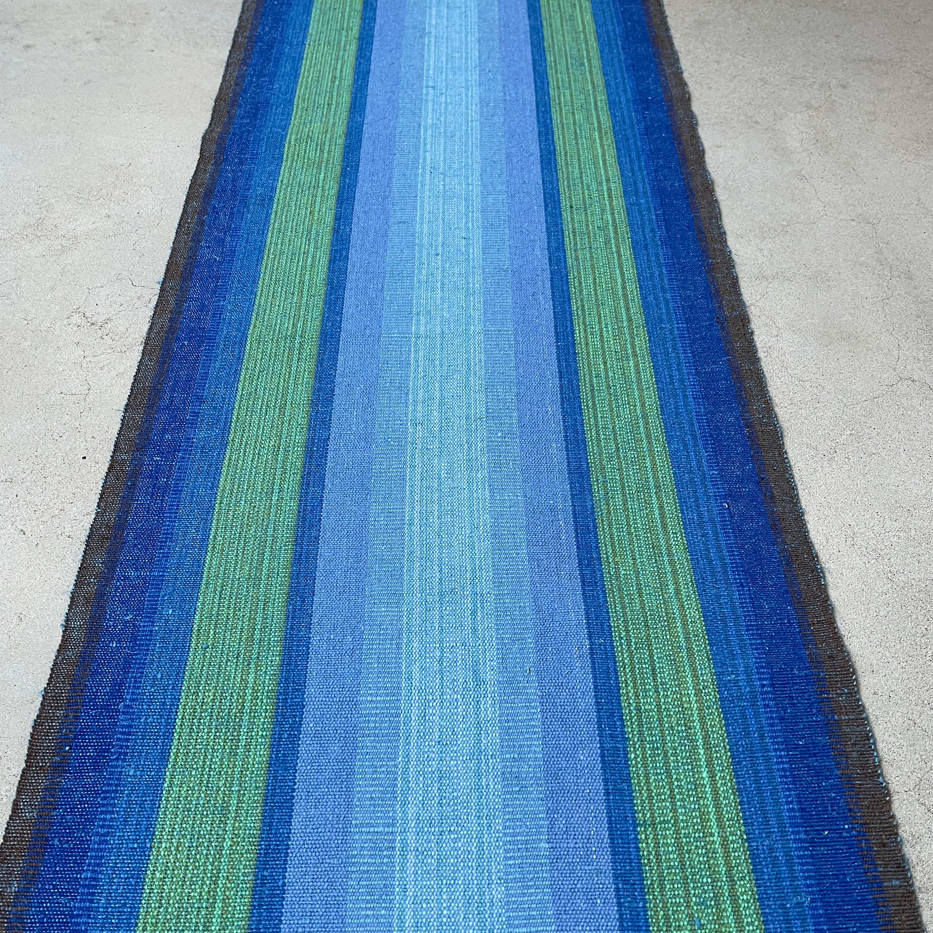 Superbe Tablerunner Tissé/Vintage Scandinave Textile Suédois Lin Style Cottage Rustique Rayé Tissé à