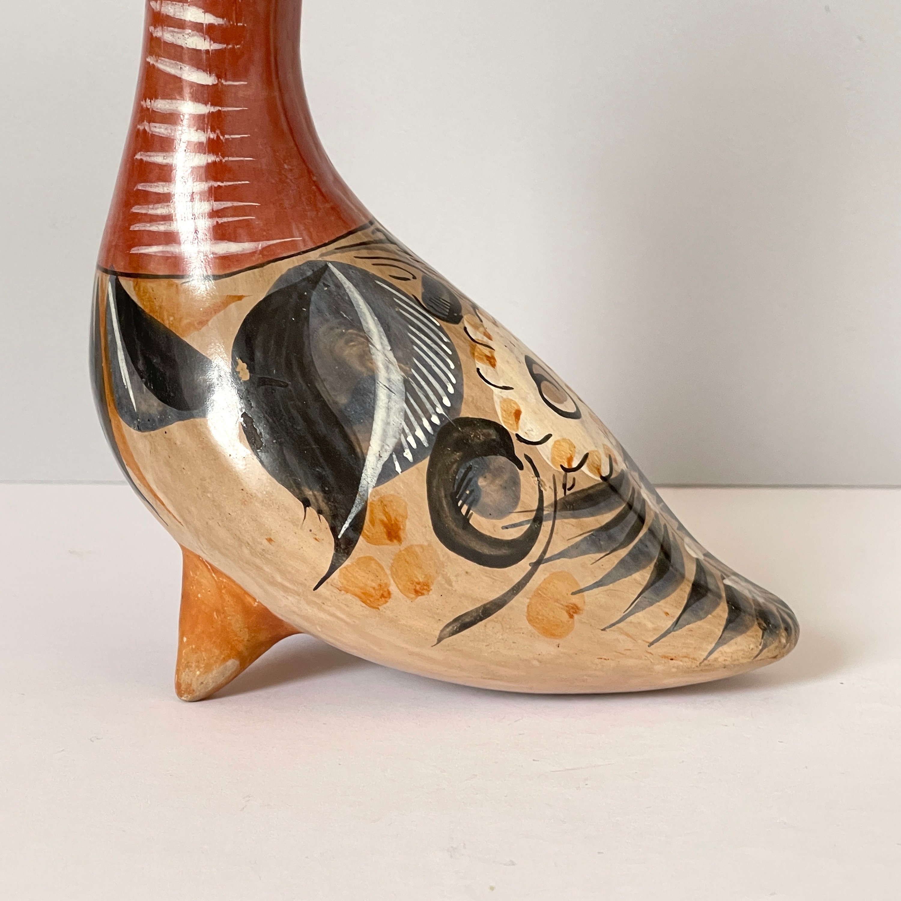工芸品 Tonala pottery bird VINTAGE MEXICAN TONALA / Hand Painted Ceramic Bird / Art