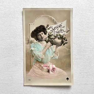POSTAL FRANCESA ANTIGUA / Fotografía vintage / Coloreado teñido / Escrito a mano / 1900s / Original / Shabby chic / Ephemera / Diario basura