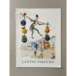 ANUNCIO ORIGINAL DE LANVIN / Página de revista antigua / Objeto de colección / Mediados de siglo / Decoración de pared / Arte de pared / Papel antiguo / Póster publicitario / Anuncio de perfume francés