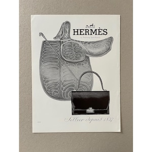 ANUNCIO ORIGINAL DE HERMÈS / Página de revista vintage / Coleccionable / Decoración de pared / Arte mural / Papel antiguo / Póster publicitario / Francés / Bolso