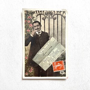 ANTIEKE FRANSE ANSICHTKAART / Vintage fotografie / Gekleurd getint / Handgeschreven / jaren 1900 / Origineel / Shabby chic / Ephemera / Junk journal