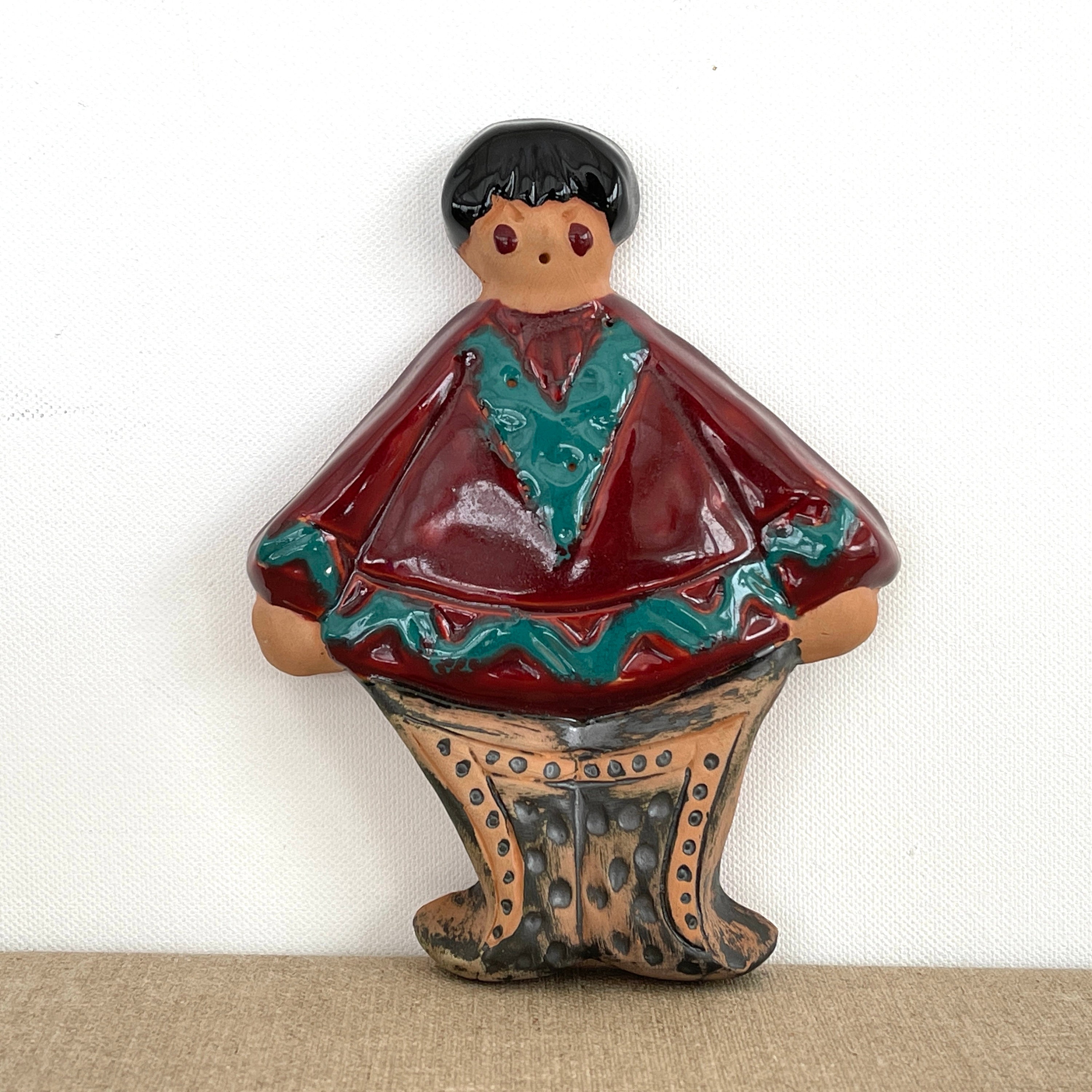 Ceramic Wall Decor/Femme Fille Terre Cuite Grès Objet de Collection Sculpture Milieu Du Siècle Moder