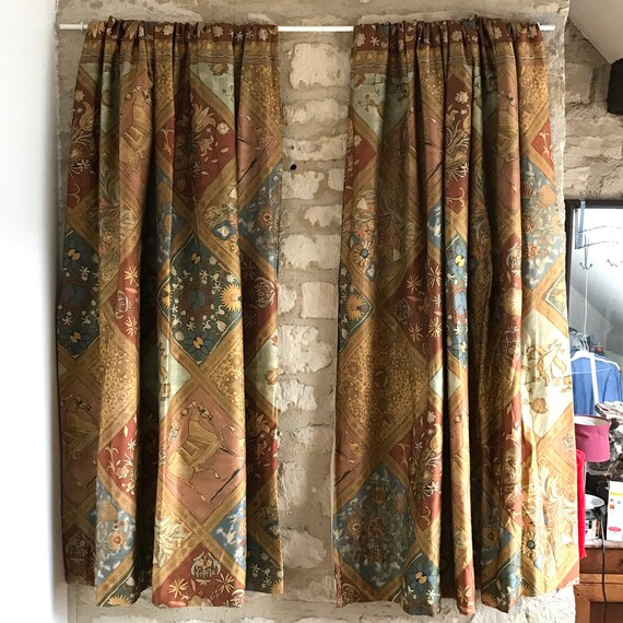 Vintage French Curtains Draperies Panel Curtains French Etsy