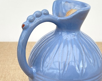 ヴィンテージスウェーデン陶器の花瓶：ライトブルーの陶器の水差し