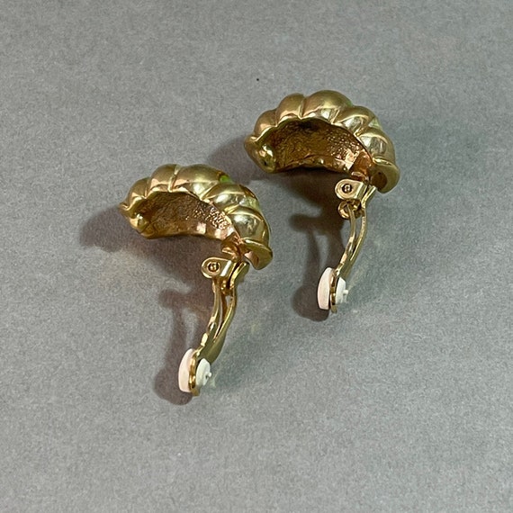FRENCH VINTAGE EARRINGS / Clip on back / Gold ton… - image 6