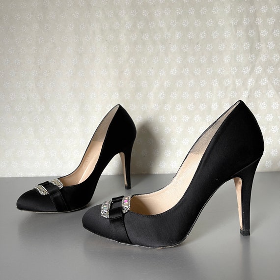 L.K. BENNETT shoes / High heels / Black satin / G… - image 1