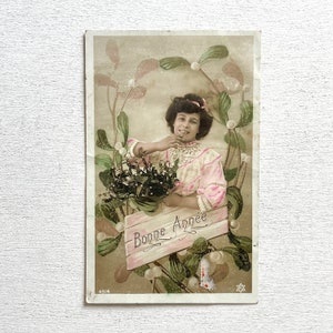 POSTAL FRANCESA ANTIGUA / Fotografía vintage / Coloreado teñido / Escrito a mano / 1900s / Original / Shabby chic / Ephemera / Diario basura