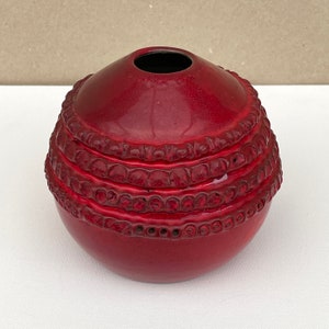 SWEDISH VINTAGE VASE / Pottery / Scandinavian / Ceramic Stoneware/ Red / Collectible / Round / Ceramic art / Home decor