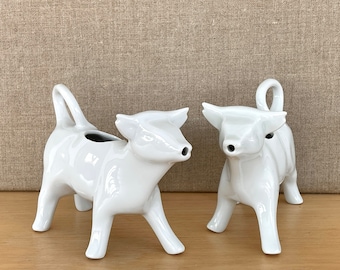 Pillivuyt Vintage Cow Creamer: French White Porcelain Farmhouse Tableware