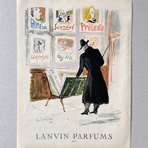 ORIGINAL LANVIN ANZEIGE / Vintage Magazin Seite / Sammlerstück / Mid Century / Wand-Dekor / Wandkunst / Altes Papier / Adv-Poster / französische Parfüm-Anzeige